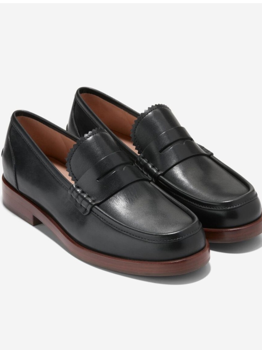 Cole Haan  woman’s Leather Penny Loafers in Brown and Black